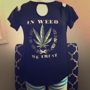 Woman’s marijuana shirt
